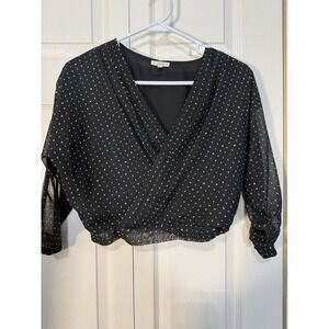 Lucca Women's Black Blouse Long Sleeve Crop Size Small